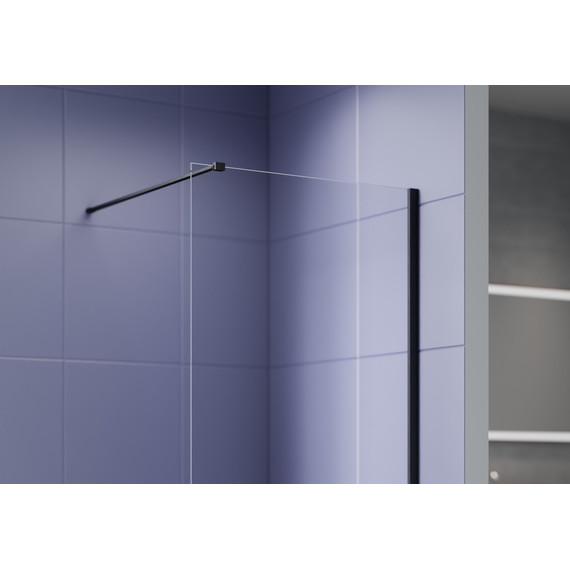 Душевая перегородка Aquatek Walk in 100 см AQ.WI.100.1BL (стекло 8 мм) с кронштейном в комплекте, чёрный матовый/прозрачное - фото 2