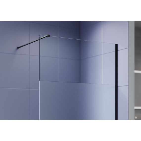 Душевая перегородка Aquatek Walk in 140 см AQ.WI.140.3BL (стекло 8 мм) с кронштейном в комплекте, чёрный матовый/матовое - фото 2