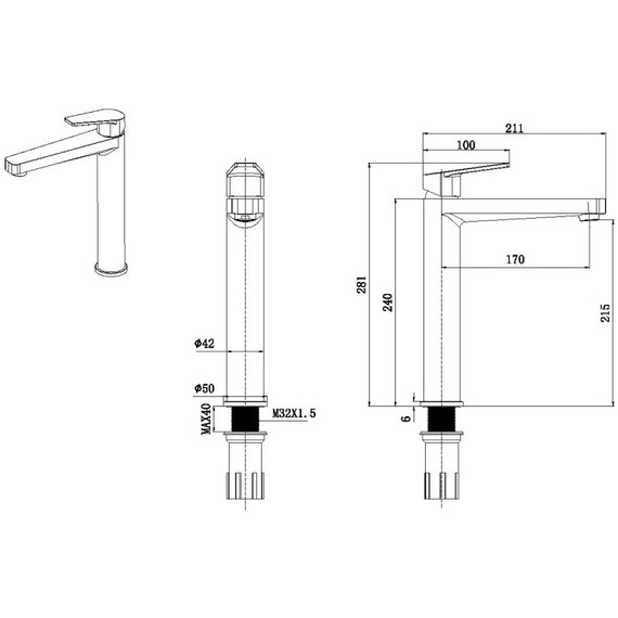 Смеситель для раковины Allen Brau Eclipse 5.E1002-00 с донным клапаном в комплекте - фото 7