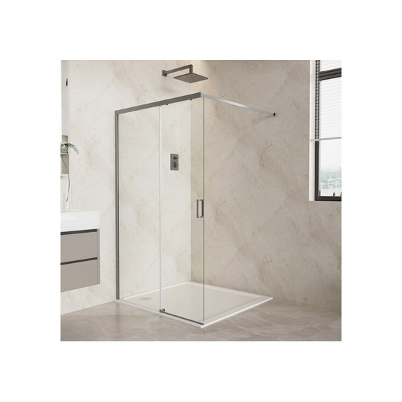 Душевая перегородка Aquatek Walk in 120 см AQ.WISL.120.1GM (стекло 8 мм) с кронштейном в комплекте, оружейная сталь/прозрачное - фото 4