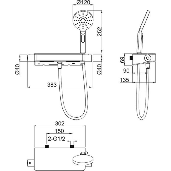 Смеситель для душа с термостатом Allen Brau Fantasy 5.11002-31, чёрный матовый - фото 10