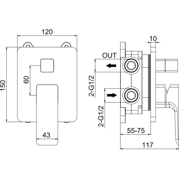 Смеситель для душа Allen Brau Infinity X2 5.21014-00 (со скрытой частью) - фото 4