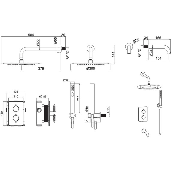 Душевая система для ванны с термостатом Allen Brau Priority 5.31014-31, чёрный матовый - фото 2