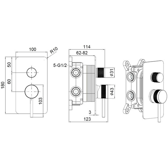 Смеситель для ванны Allen Brau Priority 5.31A11-31 (со скрытой частью) чёрный матовый - фото 8