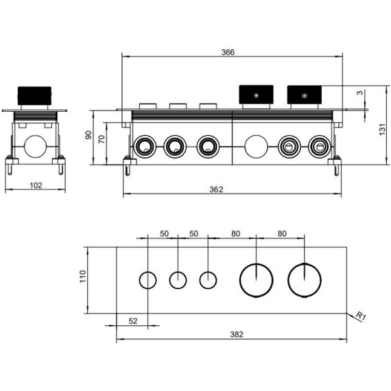 Смеситель для душа с термостатом Allen Brau Liberty 5.33003-MG (со скрытой частью) графит - фото 2