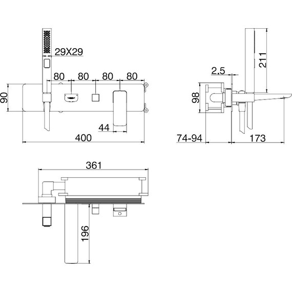 Смеситель для ванны Allen Brau Infinity 5.21007-00 (со скрытой частью) - фото 9