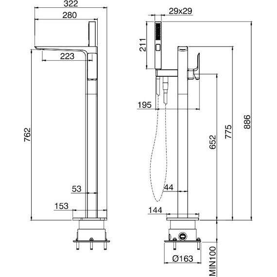 Смеситель для ванны Allen Brau Infinity 5.21009-00 (со скрытой частью) - фото 10