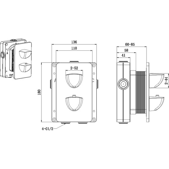 Смеситель для ванны с термостатом Allen Brau Infinity 5.21216-00 (со скрытой частью) - фото 4