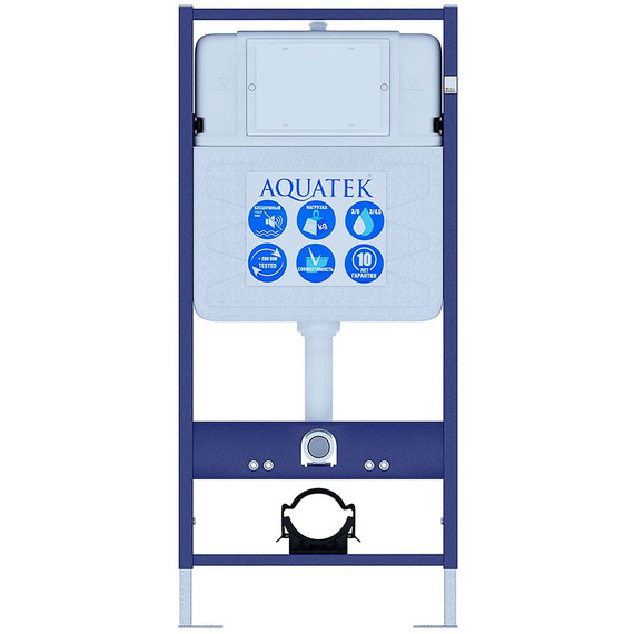 Инсталляция с подвесным унитазом комплект: Aquatek INS-0000012 с подвесным безободковым унитазом Оберон AQ1363WT-00 сиденье микролифт (Система смыва торнадо) - фото 3