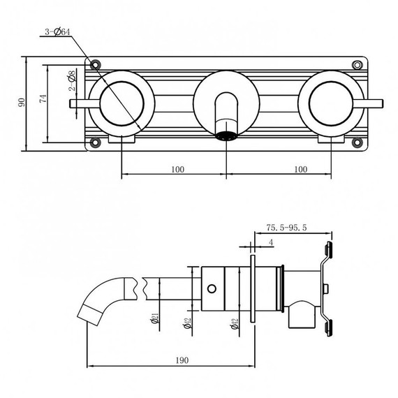 Смеситель для раковины настенный Abber Wasser Kreis 316 AF81123BG-L (со скрытой частью) золото брашированное - фото 2