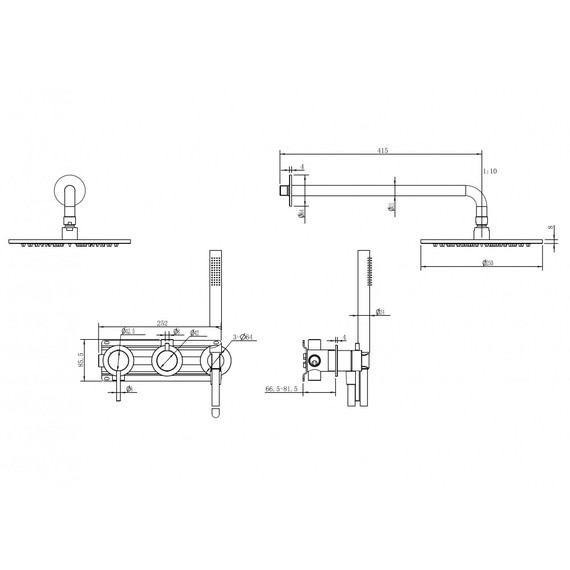 Душевая система для душа Abber Wasser Kreis 316 AF8118BGG, оружейная сталь брашированная - фото 3