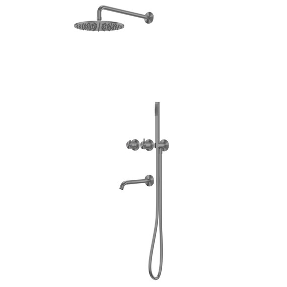 Душевая система для ванны с термостатом Abber Wasser Kreis 316 AF8150BGG, оружейная сталь брашированная - фото 