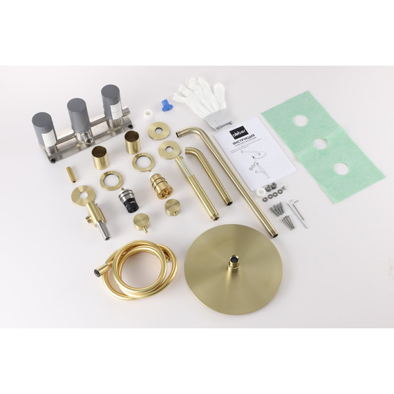 Душевая система для ванны с термостатом Abber Wasser Kreis 316 AF8150BG, золото брашированное - фото 2