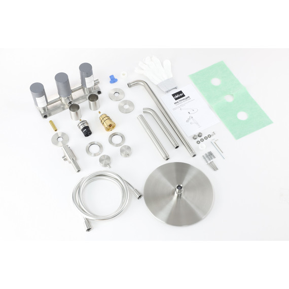 Душевая система для ванны с термостатом Abber Wasser Kreis 316 AF8150BST, сталь брашированная - фото 2