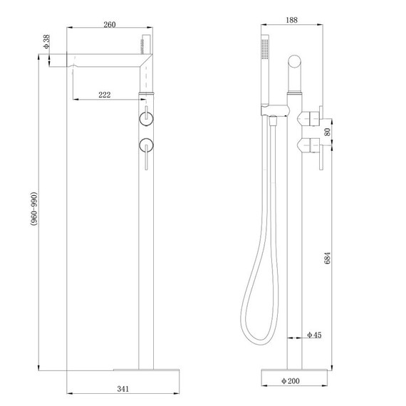 Смеситель для ванны Abber Perfekte 316 AF8A15BST (со скрытой частью) сталь брашированная - фото 2