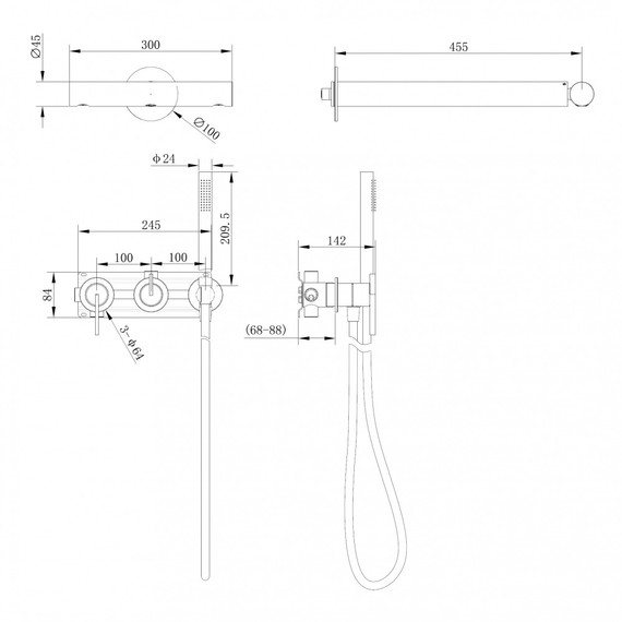 Душевая система для душа Abber Perfekte 316 AF8A18BG, золото брашированное - фото 2
