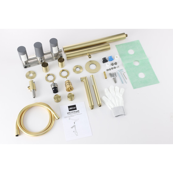 Душевая система для ванны с термостатом Abber Perfekte 316 AF8A50BG, золото брашированное - фото 2