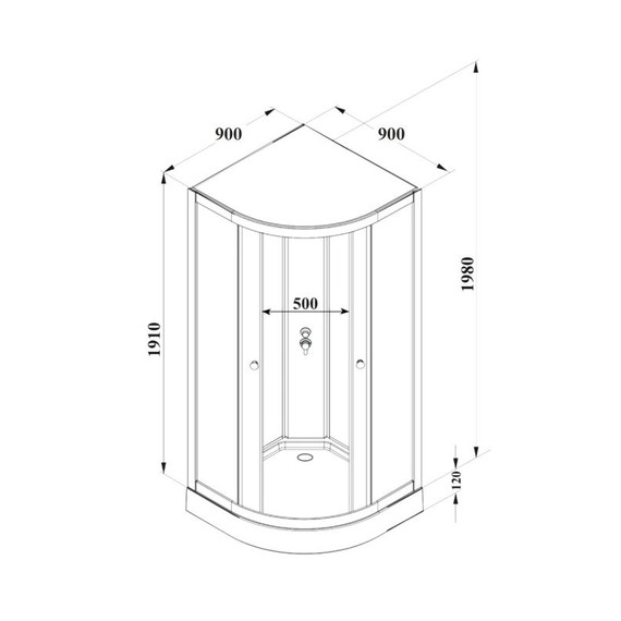 Душевая кабина Parly 90x90 см BETT931, хром матовый/матовое - фото 6