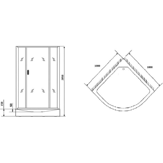 Душевое кабина Grossman 100x100 см GR270, чёрный/узор - фото 7