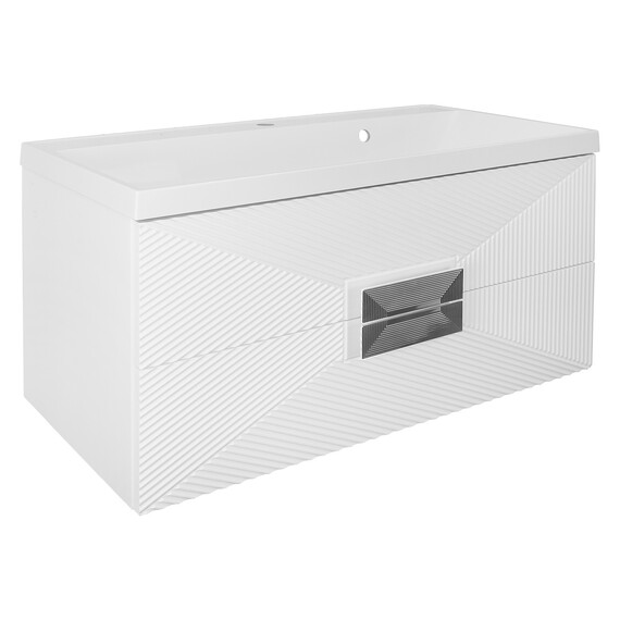 Тумба подвесная с раковиной Azario Zena 100/2 100 см CS00096981, белый глянцевый - фото 