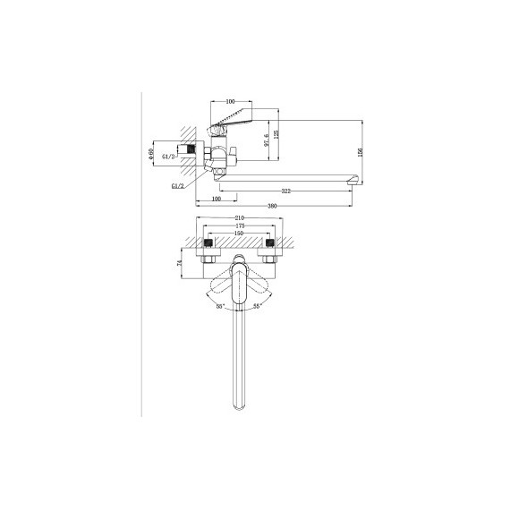 Смеситель для ванны Azario Alanti AZ-K1732GR, графит - фото 8