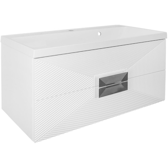 Тумба подвесная с раковиной Azario Zena 100/2 100 см CS00096981, белый глянцевый - фото 2