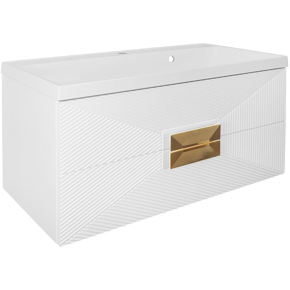 Тумба подвесная с раковиной Azario Zena 100/2 100 см CS00097709, белый глянцевый - фото 2