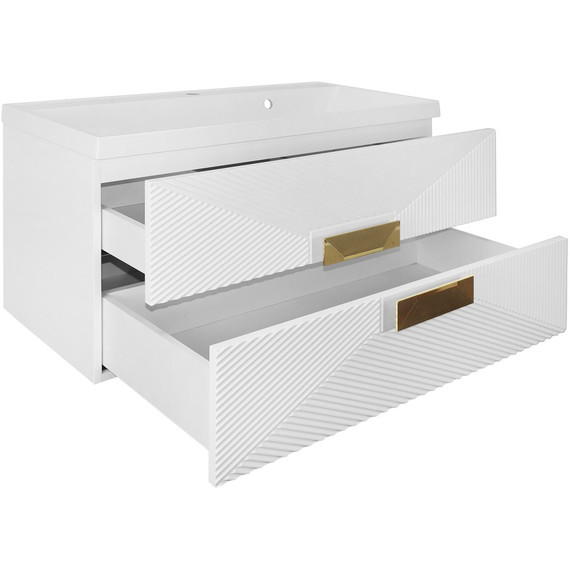 Тумба подвесная с раковиной Azario Zena 100/2 100 см CS00097709, белый глянцевый - фото 