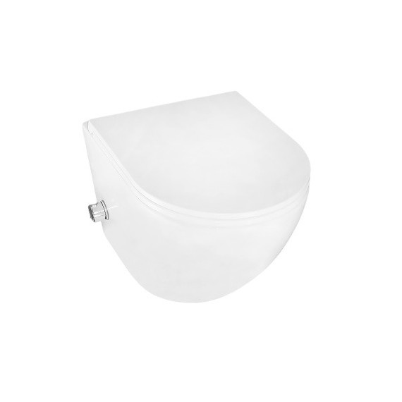 Унитаз-биде подвесной безободковый Azario Grado AZ-046E-NR с тонкой крышкой микролифт (система смыва Торнадо) - фото 3