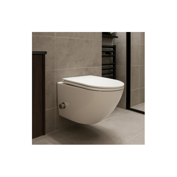 Унитаз-биде подвесной безободковый Azario Grado AZ-046E-NR с тонкой крышкой микролифт (система смыва Торнадо) - фото 15