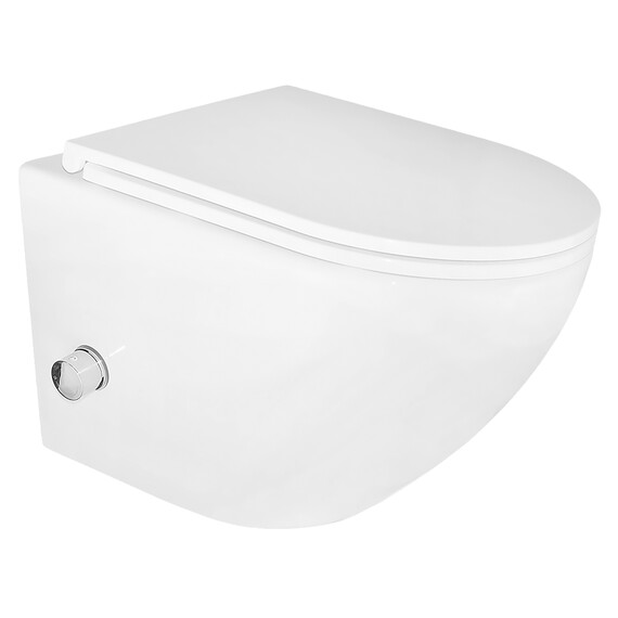 Унитаз-биде подвесной безободковый Azario Grado AZ-046E-NR с тонкой крышкой микролифт (система смыва Торнадо) - фото 2