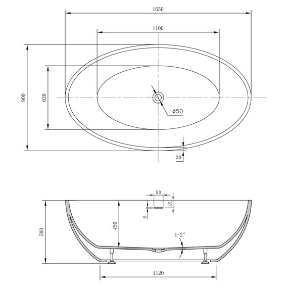 Ванна отдельностоящая Abber 165x90 см AB9249-1.6 - фото 7
