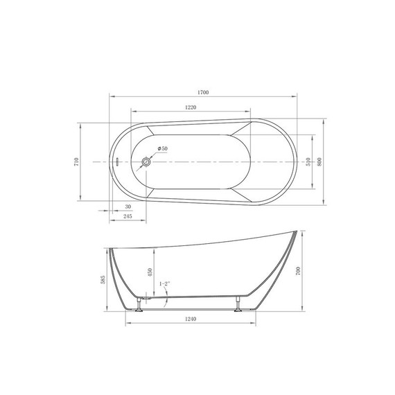 Ванна отдельностоящая Abber 170x80 см AB9501 - фото 11