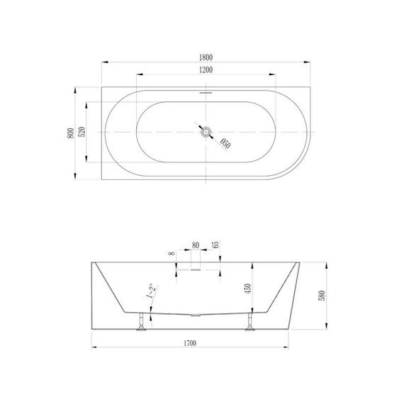 Ванна акриловая Abber 180x80 см AB9502-1.8 L - фото 9