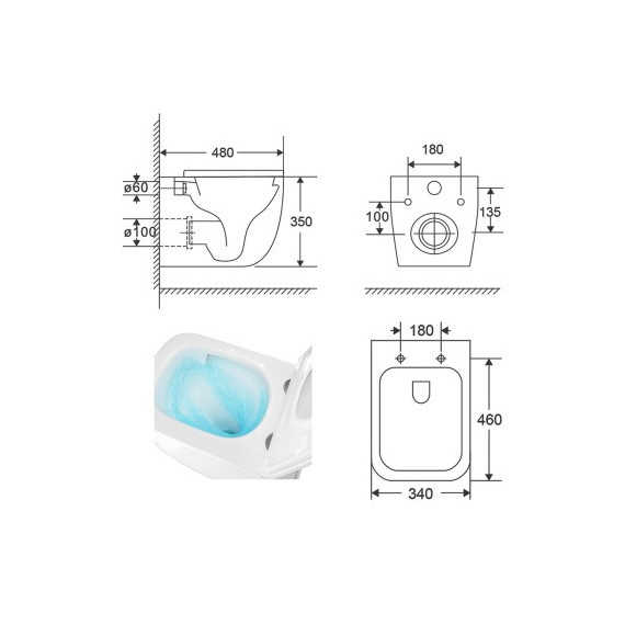 Унитаз подвесной безободковый Azario FOTE AZ-116-UQ3 с тонкой крышкой микролифт (Система смыва торнадо) - фото 16