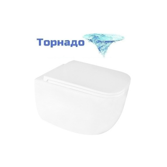 Унитаз подвесной безободковый Azario FOTE AZ-116-UQ3 с тонкой крышкой микролифт (Система смыва торнадо) - фото 