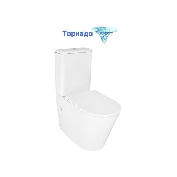 Унитаз-компакт безободковый Azario LANDER AZ-1257A с крышкой микролифт (система смыва Торнадо) - фото 