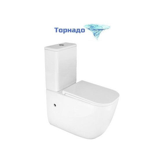 Унитаз-компакт безободковый Azario RIANO AZ-1305A с крышкой микролифт (система смыва Торнадо) - фото 