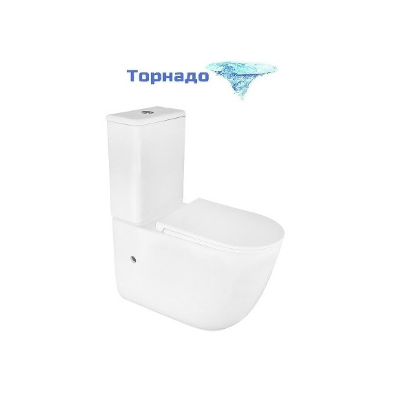 Унитаз-компакт безободковый Azario RIANO AZ-1307A с крышкой микролифт (система смыва Торнадо) - фото 