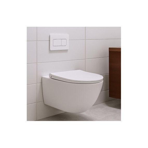 Унитаз подвесной безободковый Azario BONELLE AZ-2801E с тонкой крышкой микролифт (Система смыва торнадо) - фото 15