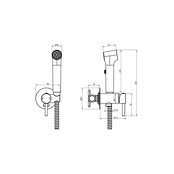 Гигиенический душ Azario Nyons AZ-KFX02MG (со скрытой частью) золото матовое - фото 3