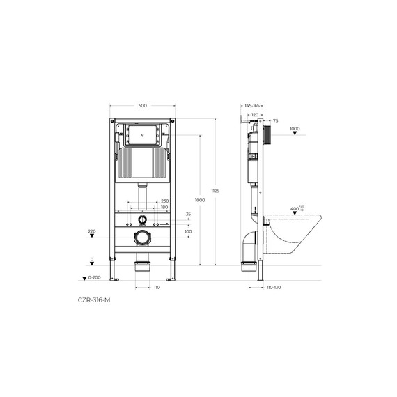 Инсталляция для подвесного унитаза Cezares CZR-316-M - фото 6