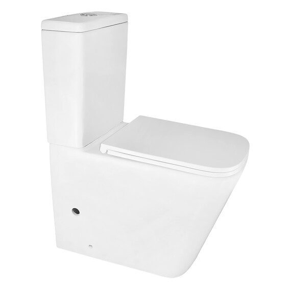 Унитаз-компакт безободковый Azario Quadro AZ-2175-1 с тонкой крышкой микролифт - фото 