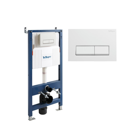 Инсталляция для подвесного унитаза BelBagno BB-101-M-BR (кнопка белая) - фото 