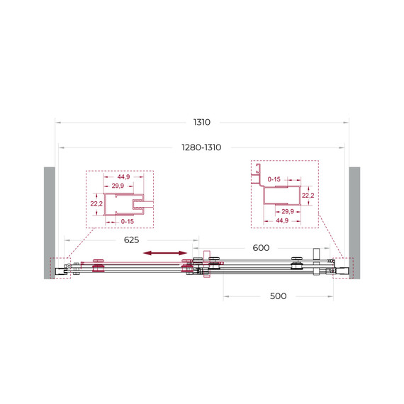Душевая дверь BelBagno 130 см MARINO-2-BF-1-130-C-CR, хром/прозрачное - фото 6