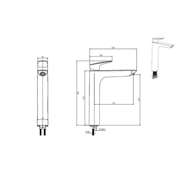 Смеситель для раковины высокий Aquatek Вега AQ1004BGM, оружейная сталь - фото 2