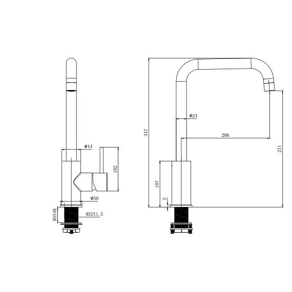 Смеситель для кухни Aquatek Вега AQ1080BGM, оружейная сталь - фото 2
