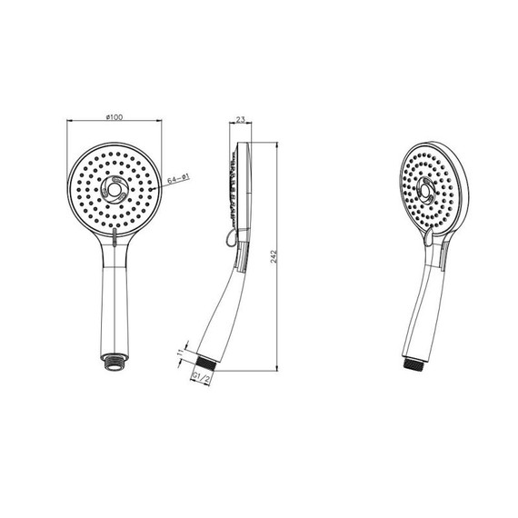 Ручной душ Aquatek Вега AQ2003BGM, оружейная сталь - фото 2