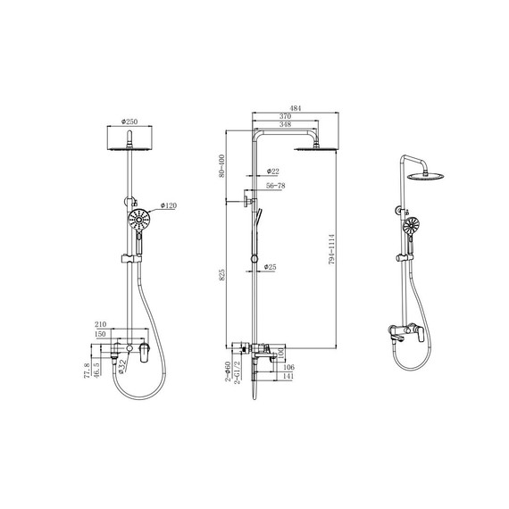 Душевая стойка Aquatek Вега AQ2040BGM, оружейная сталь - фото 2