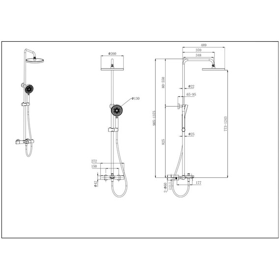 Душевая стойка с термостатом Aquatek Вега AQ2043BGM, оружейная сталь - фото 4